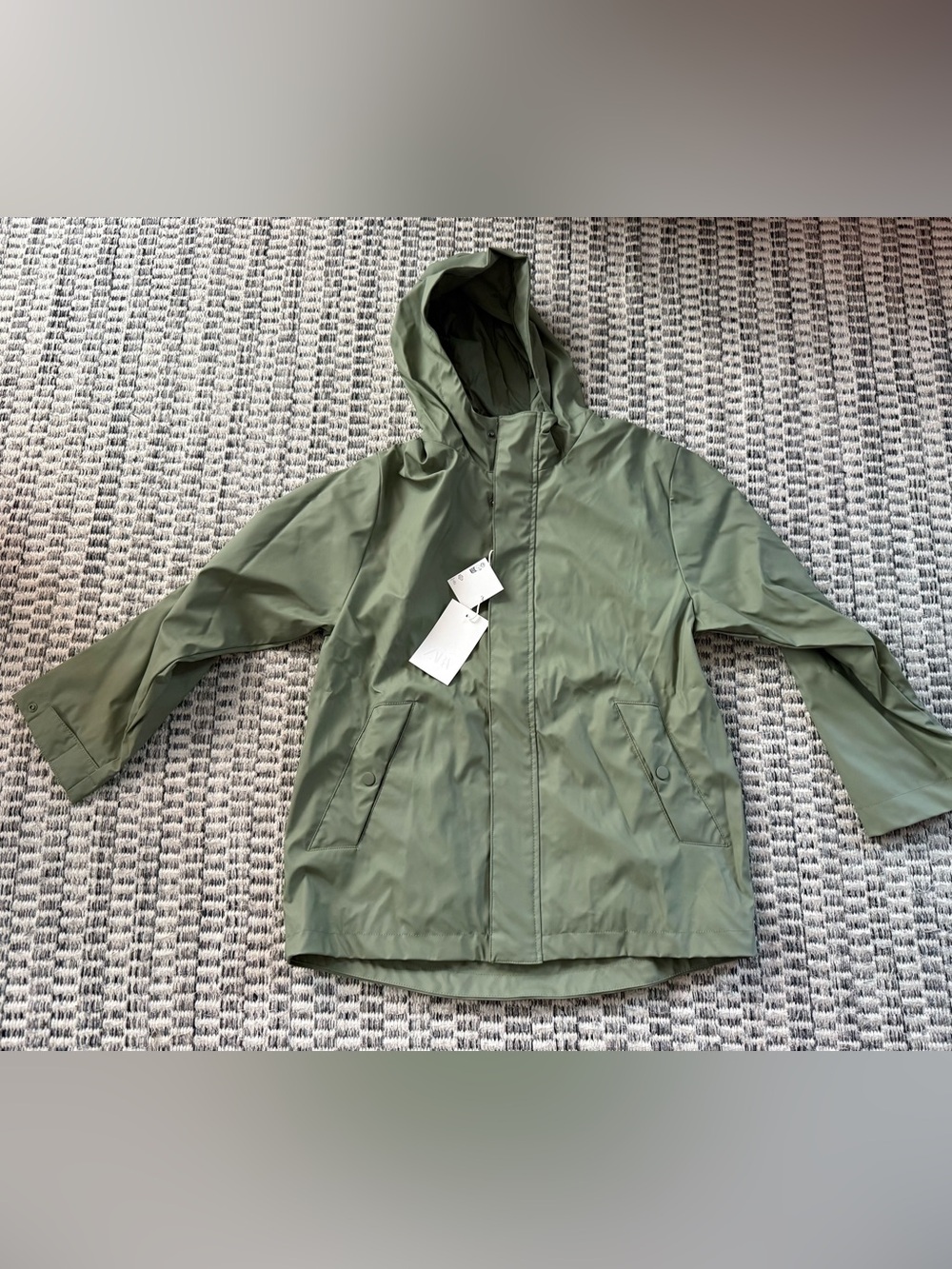 NWT Zara Green Hooded Raincoat Sz 11-12